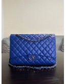CHANEL MAXI CLASSIC FLAP CHAIN BAG IN ELECTRIC BLUE   