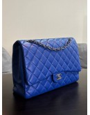 CHANEL MAXI CLASSIC FLAP CHAIN BAG IN ELECTRIC BLUE   