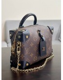 LOUIS VUITTON PETITE MALLE SOUPLE BROWN MONOGRAM CANVAS & LEATHER HANDLE HANDBAG WITH STRAP
