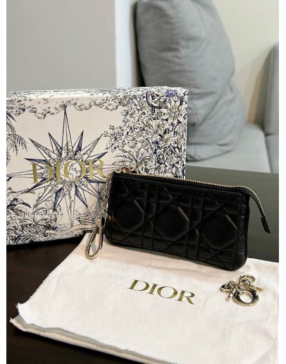 CHRISTIAN DIOR SUPPLE CALF CANNAGE LEATHER CARO COIN ZIPPED POUCH  