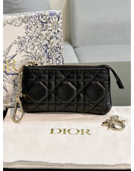 CHRISTIAN DIOR SUPPLE CALF CANNAGE LEATHER CARO COIN ZIPPED POUCH  