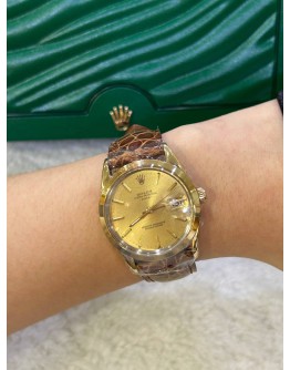ROLEX OYSTER PERPETUAL DATE REF 15505 GOLD PLATED 34MM AUTOMATIC WATCH