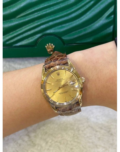 ROLEX OYSTER PERPETUAL DATE REF 15505 GOLD PLATED 34MM AUTOMATIC WATCH