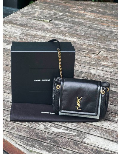 YSL YVES SAINT LAURENT MINI NOLITA IN LAMBSKIN LEATHER & GOLD HARDWARE  