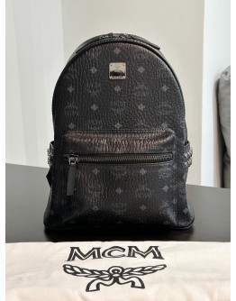 MCM STARK SIDE STUDS BACKPACK IN BLACK VISETOS
