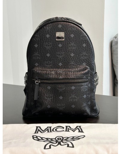 MCM STARK SIDE STUDS BACKPACK IN BLACK VISETOS
