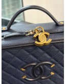CHANEL CC FILIGREE VANITY CASE IN NAVY BLUE CAVIAR LEATHER