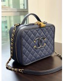 CHANEL CC FILIGREE VANITY CASE IN NAVY BLUE CAVIAR LEATHER