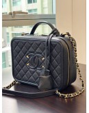 CHANEL CC FILIGREE VANITY CASE IN BLACK CAVIAR LEATHER