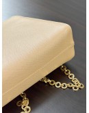 SALVATORE FERRAGAMO GANCINI LEATHER SHOULDER BAG WITH A GOLD TONE CHAIN STRAP & HARDWARE