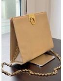 SALVATORE FERRAGAMO GANCINI LEATHER SHOULDER BAG WITH A GOLD TONE CHAIN STRAP & HARDWARE