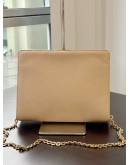 SALVATORE FERRAGAMO GANCINI LEATHER SHOULDER BAG WITH A GOLD TONE CHAIN STRAP & HARDWARE