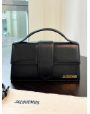 JACQUEMUS LE GRAND BAMBINO BAG IN BLACK SMOOTH CALF LEATHER WITH GOLD HARDWARES