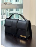 JACQUEMUS LE GRAND BAMBINO BAG IN BLACK SMOOTH CALF LEATHER WITH GOLD HARDWARES