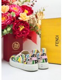 FENDI FF VERTIGO SLIP-ON SNEAKERS IN CANVAS MULTICOLOR SIZE 37