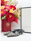 GUCCI GG SLINGBACK MID-HEEL IN BLUE BEIGE CANVAS & CALFSKIN LEATHER SIZE 37 1/2