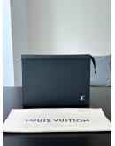 LOUIS VUITTON POCHETTE VOYAGE IN BLACK TAIGA LEATHER  