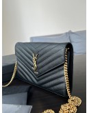 YSL YVES SAINT LAURENT CLASSIC CASSANDRE WOC IN GRAINED DE POUDRE LEATHER
