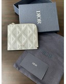CHRISTIAN DIOR CARD WALLET WITH ZIPPED AROUND FEATURING DIAMOND JACQUARD CANVAS