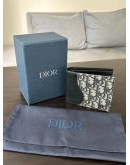 CHRISTIAN DIOR SADDLE BI-FOLD WALLET IN BLACK GRAINED CALFSKIN MARQUETRY WITH BEIGE & BLACK DIOR OBLIQUE JACQUARD CANVAS
