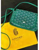 GOYARD PLUMET POCKET WALLET IN GREEN GOYARDLINE CANVAS WITH REMOVABLE STRAP  