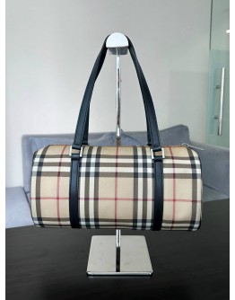 BURBERRY NOVA CHECK BARREL SHOULDER HANDBAG
