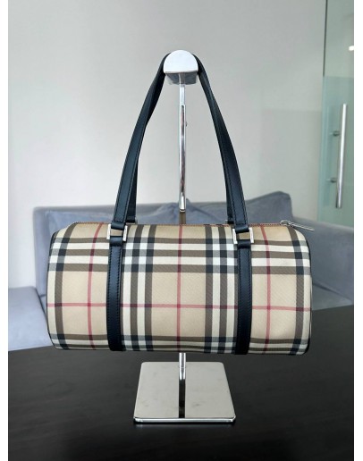 BURBERRY NOVA CHECK BARREL SHOULDER HANDBAG