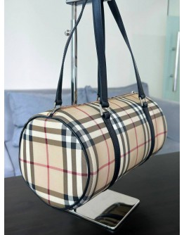 BURBERRY NOVA CHECK BARREL SHOULDER HANDBAG
