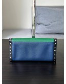 PRADA CAHIER STUDDED WALLET TWO TONED IN GREEN & BLUE