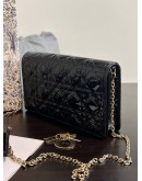 CHRISTIAN DIOR LADY DIOR WOC IN BLACK PATENT CANNAGE LEATHER  