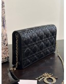 CHRISTIAN DIOR LADY DIOR WOC IN BLACK PATENT CANNAGE LEATHER  