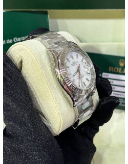 ROLEX DATEJUST TURN O GRAPH RED HAND REF 116264 WHITE DIAL 36MM AUTOMATIC WATCH