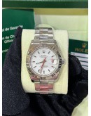 ROLEX DATEJUST TURN O GRAPH RED HAND REF 116264 WHITE DIAL 36MM AUTOMATIC WATCH