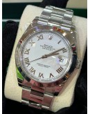 ROLEX DATEJUST 41 REF 126300 WHITE ROMAN NUMBERALS DIAL 41MM AUTOMATIC WATCH