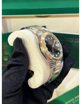 ROLEX DATEJUST 41 HALF 18K 750 YELLOW GOLD REF 126333 BLACK DIAMOND DIAL 41MM AUTOMATIC WATCH