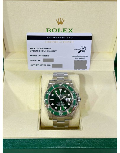 ROLEX SUBMARINER UPGRADE REF 116610LN GREEN DIAL 40MM AUTOMATIC WATCH