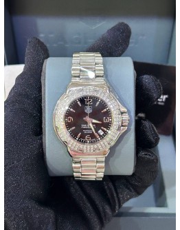 TAG HEUER FORMULA LADY DIAMOND REF WAC1214 BLACK DIAL 36MM QUARTZ WATCH