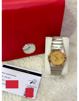 OMEGA CONSTELLATION HALF 18K 750 YELLOW GOLD REF 396.1070 GOLD DIAL 33MM QUARTZ WATCH