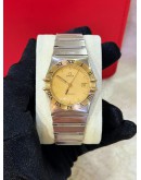 OMEGA CONSTELLATION HALF 18K 750 YELLOW GOLD REF 396.1070 GOLD DIAL 33MM QUARTZ WATCH