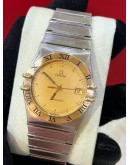 OMEGA CONSTELLATION HALF 18K 750 YELLOW GOLD REF 396.1070 GOLD DIAL 33MM QUARTZ WATCH
