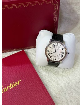 CARTIER RONDE SOLO DE CARTIER XL REF 3517 WHITE ROMAN NUMBERALS DIAL 42MM AUTOMATIC WATCH