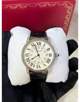 CARTIER RONDE SOLO DE CARTIER XL REF 3517 WHITE ROMAN NUMBERALS DIAL 42MM AUTOMATIC WATCH