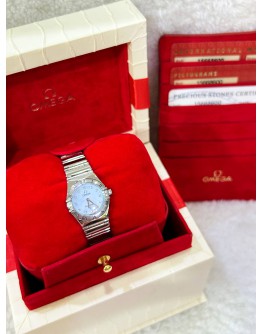 OMEGA CONSTELLATION REF 1566.86.00 DIAMONDS BLUE MOTHER OF PEARL DIAL 22MM QUARTZ WATCH