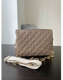 LOUIS VUITTON PM COUSSIN IN TAUPE EMBOSSED MONOGRAM PUFFY LAMBSKIN LEATHER