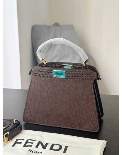 FENDI MINI PEEKABOO ISEEU IN WOVEN LEATHER