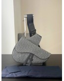 CHRISTIAN DIOR MEN’S SADDLE BAG IN RUTHENIUM COLOURED OBLIQUE JACQUARD CANVAS  