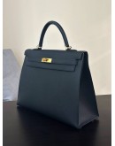 HERMES VINTAGE KELLY 35 IN BLACK EPSOM LEATHER WITH GOLD HARDWARE  