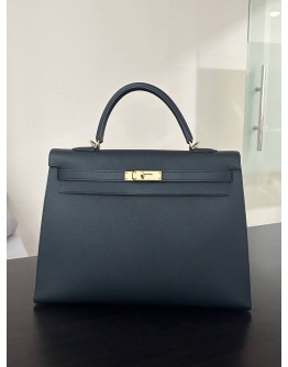 HERMES VINTAGE KELLY 35 IN BLACK EPSOM LEATHER WITH GOLD HARDWARE  
