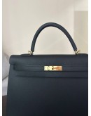 HERMES VINTAGE KELLY 35 IN BLACK EPSOM LEATHER WITH GOLD HARDWARE  