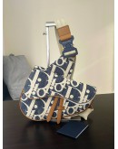 CHRISTIAN DIOR MEN’S SADDLE BAG IN RAFFIA EFFECT DIOR OBLIQUE JACQUARD DENIM CANVAS   
